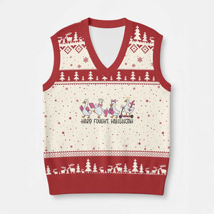 Hard Fought Hallelujah V-Neck Knit Sweater Vest Funny Christian Goose TS14 Beige Red Print Your Wear