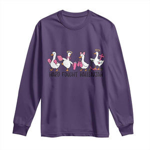 Hard Fought Hallelujah Long Sleeve Shirt Funny Christian Goose TS14 Purple Print Your Wear