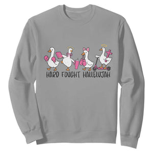 Hard Fought Hallelujah Sweatshirt Funny Christian Goose TS14 Sport Gray Print Your Wear