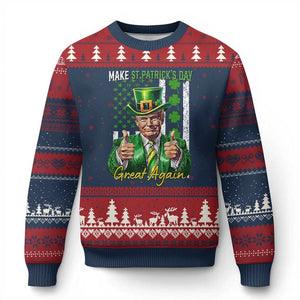 Funny Trump St Patricks Day Meme Ugly Christmas Sweater Make St Patricks Day Great Again TS14 Navy Red Print Your Wear