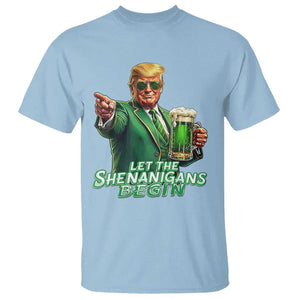 Funny Trump St Patricks Day T Shirt Let The Shenanigans Begin TS14 Light Blue Print Your Wear