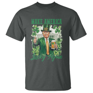 Funny Trump St Patricks Day T Shirt Make American Lucky Again TS14 Dark Heather Print Your Wear