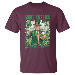 Funny Trump St Patricks Day T Shirt Make American Lucky Again TS14 Maroon Print Your Wear