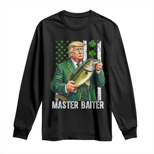Funny Trump St Patricks Day Long Sleeve Shirt Patriotic Fisherman Bass Fishing Master Baiter TS14 Black Print Your Wear