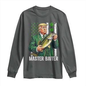 Funny Trump St Patricks Day Long Sleeve Shirt Patriotic Fisherman Bass Fishing Master Baiter TS14 Dark Heather Print Your Wear