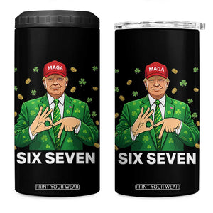 67 Trump St Patricks Day 4 in 1 Can Cooler Tumbler Funny Six Seven Hands Meme Political TS14 One Size: 16 oz Black Print Your Wear
