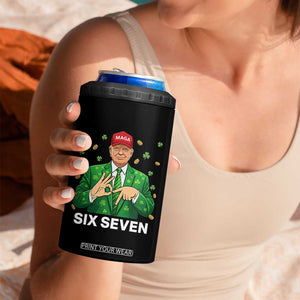 67 Trump St Patricks Day 4 in 1 Can Cooler Tumbler Funny Six Seven Hands Meme Political TS14 Print Your Wear