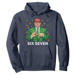 67 Trump St Patricks Day Hoodie Funny Six Seven Hands Meme Political TS14 Navy Print Your Wear