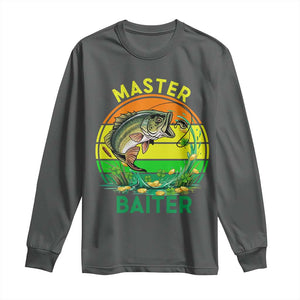 Funny Bass Fishing St Patricks Day Long Sleeve Shirt Master Baiter TS14 Dark Heather Print Your Wear