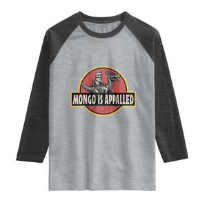Retro Mongo is Appalled Raglan Shirt Princess Cat Riding Dinosaur Book Lover TS14 Heather Gray Heather Charcoal Print Your Wear