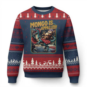 Mongo is Appalled Ugly Christmas Sweater Vintage Princess Cat Riding Dinosaur Sci-Fi Book Lover TS14 Navy Red Print Your Wear
