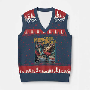 Mongo is Appalled V-Neck Knit Sweater Vest Vintage Princess Cat Riding Dinosaur Sci-Fi Book Lover TS14 Navy Red Print Your Wear