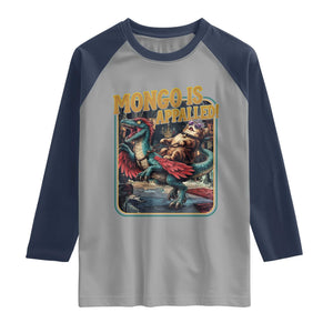 Mongo is Appalled Raglan Shirt Vintage Princess Cat Riding Dinosaur Sci-Fi Book Lover TS14 Sport Gray Navy Print Your Wear