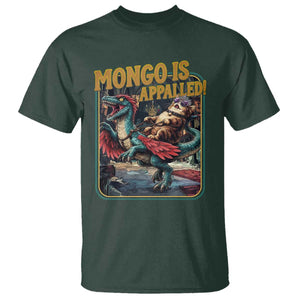 Mongo is Appalled T Shirt - Vintage Princess Cat Riding Dinosaur Sci-Fi Book Lover TS14 Dark Forest Green Print Your Wear