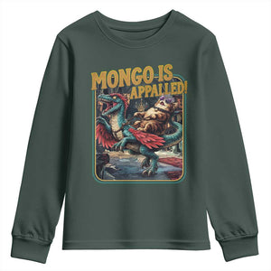 Mongo is Appalled Youth Sweatshirt Vintage Princess Cat Riding Dinosaur Sci-Fi Book Lover TS14 Dark Forest Green Print Your Wear