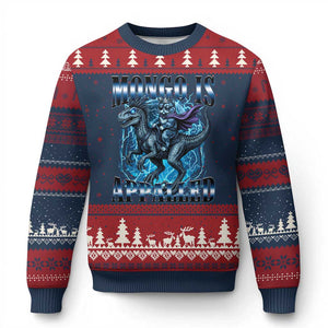 Mongo is Appalled Ugly Christmas Sweater Funny Princess Cat Riding Dinosaur TS14 Navy Red Print Your Wear