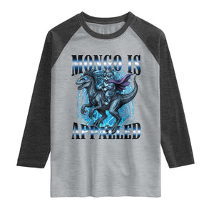 Mongo is Appalled Raglan Shirt Funny Princess Cat Riding Dinosaur TS14 Heather Gray Heather Charcoal Print Your Wear