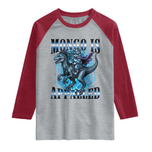 Mongo is Appalled Raglan Shirt Funny Princess Cat Riding Dinosaur TS14 Heather Gray Heather Red Print Your Wear