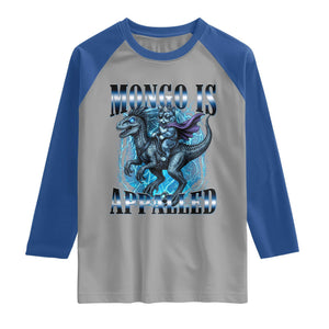 Mongo is Appalled Raglan Shirt Funny Princess Cat Riding Dinosaur TS14 Sport Gray Royal Print Your Wear