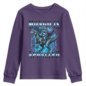 Mongo is Appalled Youth Sweatshirt Funny Princess Cat Riding Dinosaur TS14 Purple Print Your Wear