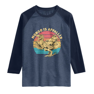 Mongo is Appalled Raglan Shirt Vintage Princess Cat Riding Dinosaur TS14 Heather Denim Navy Print Your Wear