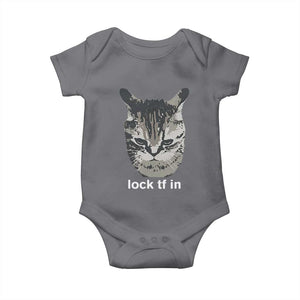 Lock TF In Cat Baby Onesie Funny Gen Z Meme TS14 Charcoal Print Your Wear