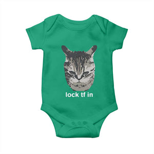 Lock TF In Cat Baby Onesie Funny Gen Z Meme TS14 Irish Green Print Your Wear