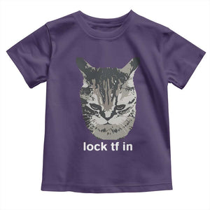 Lock TF In Cat Toddler T Shirt Funny Gen Z Meme TS14 Purple Print Your Wear
