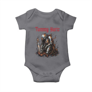 Tummy Hurts Baby Onesie Funny Medieval Knight Dark Humor TS14 Charcoal Print Your Wear
