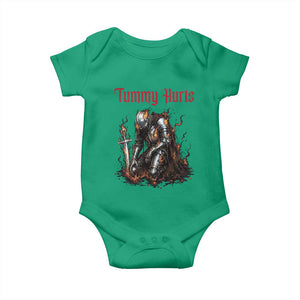 Tummy Hurts Baby Onesie Funny Medieval Knight Dark Humor TS14 Irish Green Print Your Wear