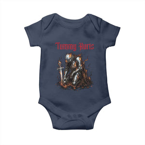 Tummy Hurts Baby Onesie Funny Medieval Knight Dark Humor TS14 Navy Print Your Wear