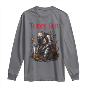 Tummy Hurts Long Sleeve Shirt Funny Medieval Knight Dark Humor TS14 Charcoal Print Your Wear