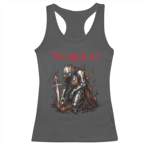 Tummy Hurts Racerback Tank Top Funny Medieval Knight Dark Humor