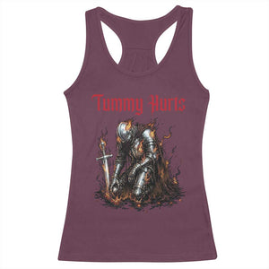 Tummy Hurts Racerback Tank Top Funny Medieval Knight Dark Humor