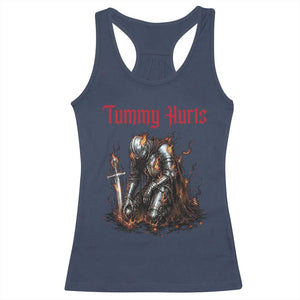 Tummy Hurts Racerback Tank Top Funny Medieval Knight Dark Humor