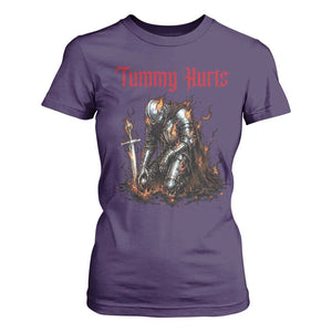 Tummy Hurts T Shirt For Women Funny Medieval Knight Dark Humor TS14 Purple Print Your Wear