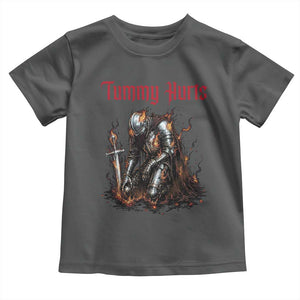 Tummy Hurts Toddler T Shirt Funny Medieval Knight Dark Humor TS14 Dark Heather Print Your Wear