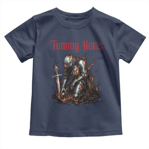 Tummy Hurts Toddler T Shirt Funny Medieval Knight Dark Humor TS14 Navy Print Your Wear