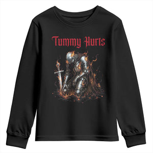 Tummy Hurts Youth Sweatshirt Funny Medieval Knight Dark Humor TS14 Black Print Your Wear