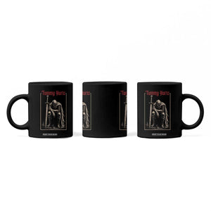 Tummy Hurts Coffee Mug Funny Medieval Knight Dark Meme