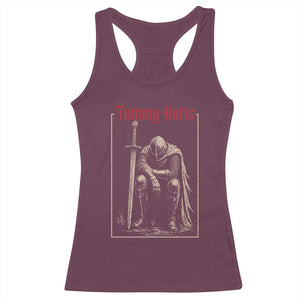 Tummy Hurts Racerback Tank Top Funny Medieval Knight Dark Meme