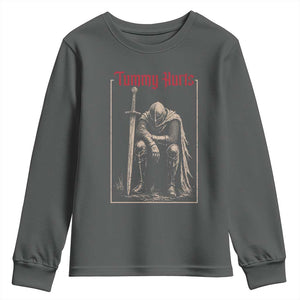 Tummy Hurts Youth Sweatshirt Funny Medieval Knight Dark Meme TS14 Dark Heather Print Your Wear