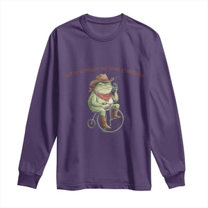 Off to Wrangle My Feral Grandkids Long Sleeve Shirt Funny Cowboy Frog Grandpa Western Meme