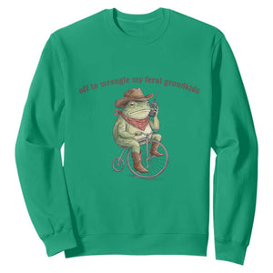 Off to Wrangle My Feral Grandkids Sweatshirt Funny Cowboy Frog Grandpa Western Meme TS14 Irish Green Print Your Wear