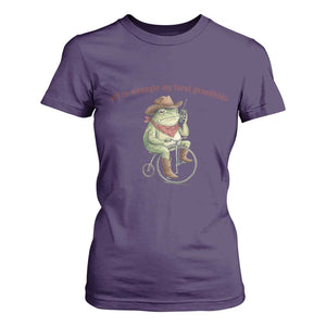 Off to Wrangle My Feral Grandkids T Shirt For Women Funny Cowboy Frog Grandpa Western Meme TS14 Purple Print Your Wear