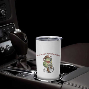 Off to Wrangle My Feral Grandkids Tumbler Cup Funny Cowboy Frog Grandpa Western Meme TS14 Print Your Wear