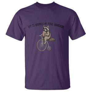 Off To Wranglin My Feral Grandkids T Shirt Funny Raccoon Grandpa Father's Day Gift TS14 Purple Print Your Wear