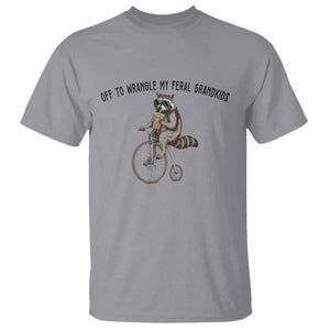 Off To Wranglin My Feral Grandkids T Shirt Funny Raccoon Grandpa Father's Day Gift TS14 Sport Gray Print Your Wear