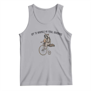 Off To Wranglin My Feral Grandkids Tank Top Funny Raccoon Grandpa Father's Day Gift
