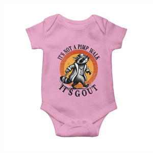 It's Not A Pimp Walk It's Gout Baby Onesie Funny Gout Dad Sarcastic Raccoon TS14 Light Pink Print Your Wear